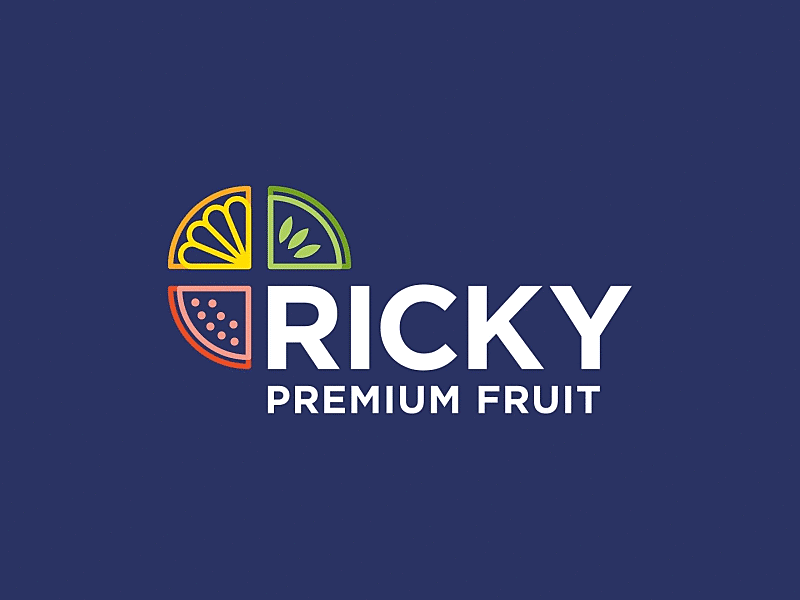 Ricky Fruit Logo brand branding design food fresh fruit fruit slice geometric graphic logo logomark symbol vietnam vietnamese