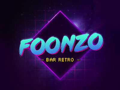 Foonzo logo bar gaming logo neo noire neon retro