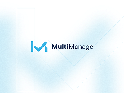 MultiManage building business check mark clean design letter m letter mark logo m letter monogram
