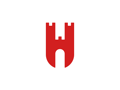 H castle design fort h letter h letter mark logo shield