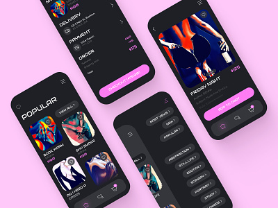 Mobile application for the sale of paintings app design graphic design hamburger menu mobile pink tabbar ui ux