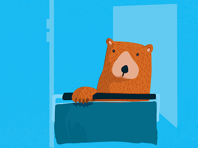 Bear on the bus bear illustration life