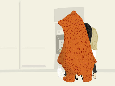 Bear at the ATM machine bear illustration life