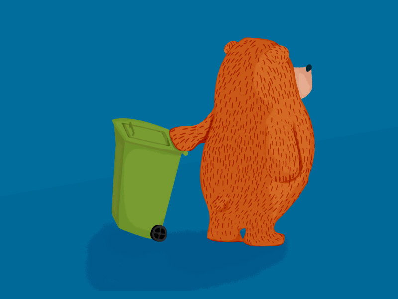 Bear too late for the garbage truck by Karen Vranken on Dribbble