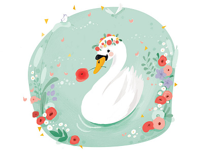 Midsummer swan animals illustration swan