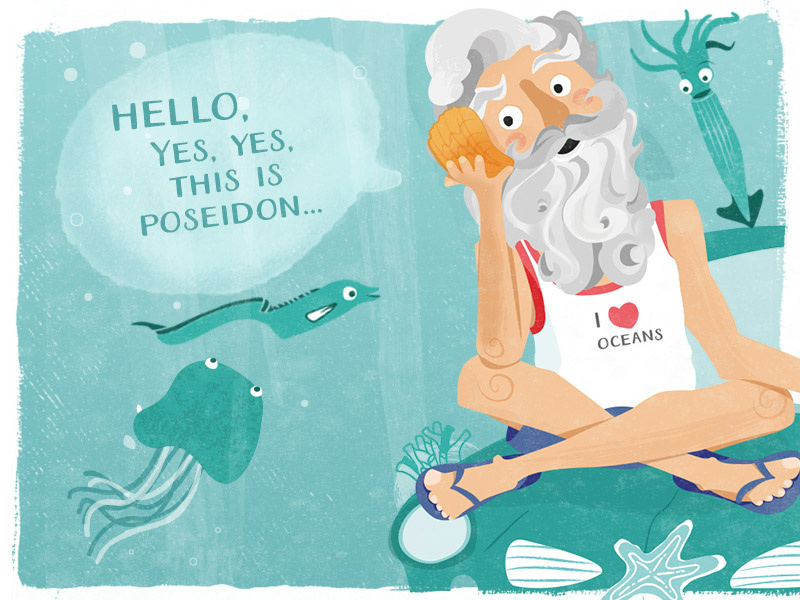 The perfect surf report seacreatures animals ocean poseidon surf adobe digitalillustration illustration