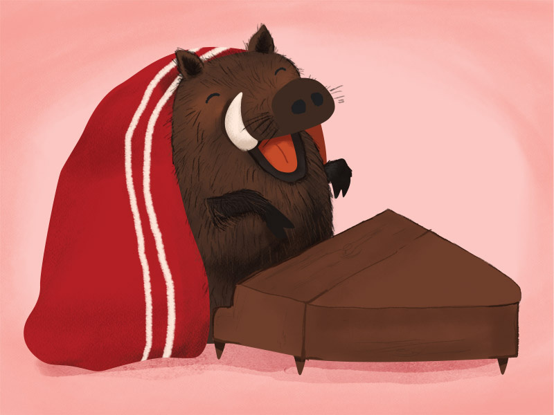 Singing boar piano boar winter snow seasonal print postcard illustration christmas animals