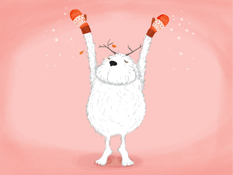 Yuri the yeti yeti winter snow seasonal print postcard illustration christmas animals