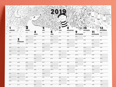 Family calendar 2019 header illustration animals calendar 2019 illustration mindfulness