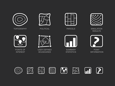 Icons for GIS Interface data gis icons maps ui user experience vector visualization