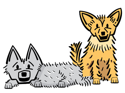 Two Dogs animals illustrator pets sketching vector