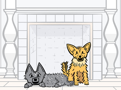 Two Dogs + Background dogs flat illustrator pets sketch vector
