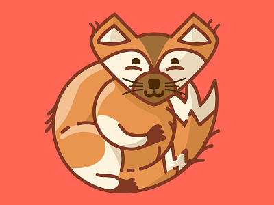 Happy New Year animal dog fox icon illustrator outline puppy shadows