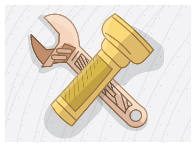 Wrench and Flashlight illustrator line art profile shading tools vector