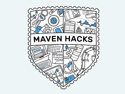 Maven Hacks Shield badge hackathon illustration illustrator truck vector