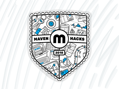 Maven Hacks Shield illustration illustrator logo texture vector