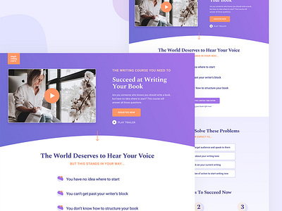 Writing Course Lead Page design layout minimal web design website