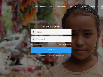 Missions.Me Login Screen big image clean colorful login missions sign in web interface web ui