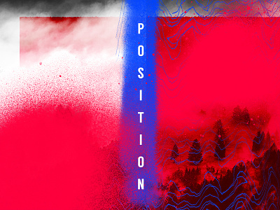 Position blue color identity layout paint pattern red shapes typography