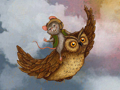 Owlflight Robertabairdsmall animal childrens book digital illustration illustration mouse owl roberta baird