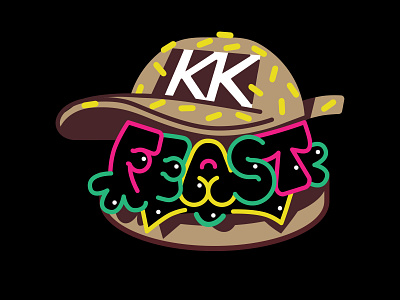 KK FEAST burger design food hiphop identity lettering logo vector