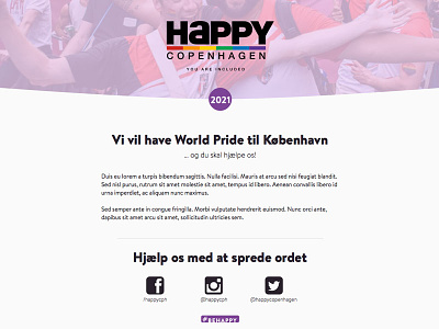 Be Happy events identity landing pages lgbtq web