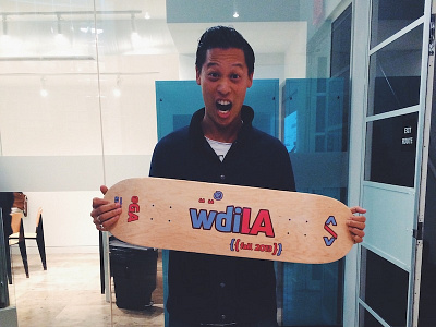wdiLA Skateboard + stickers logo printed wdi
