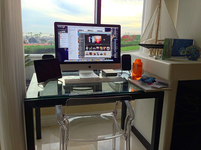 Home Workspace audyssey desk imac ipad nalgene office workspace