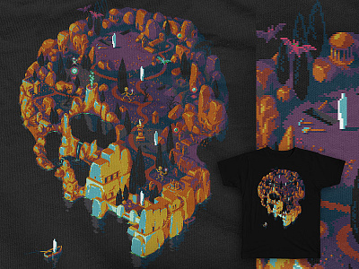 Isle of the Dead arnold bocklin death island isometric pixel art shirt skull threadless