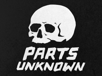 Parts Unknown black hand drawn lettering parts unknown skull typography