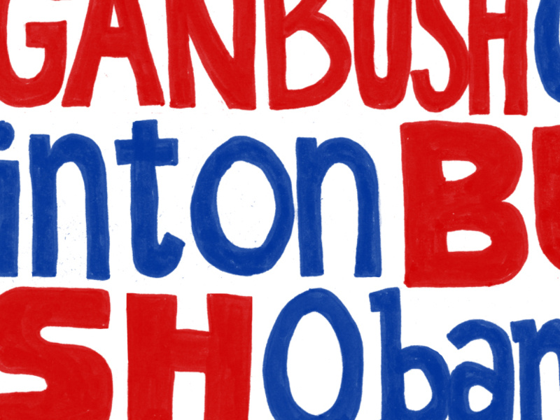 Presidents of my lifetime red white and blue handlettering lettering america presidents politics