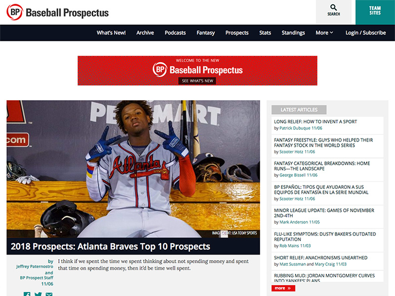 Baseball Prospectus mlb relaunch web design web development baseball