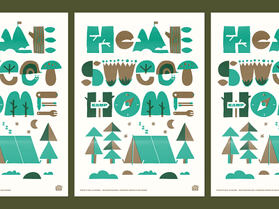 Home Sweet Home Poster camping hiking illustration illustration art nature outdoors poster poster design print design riso risography risoprint