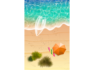 Sea and Sand beach board illustrators ocean sand sea summer sun surf umbrella wallpaper water