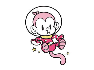 Spacemonkey animal art baby illustration illustrator monkey space vector