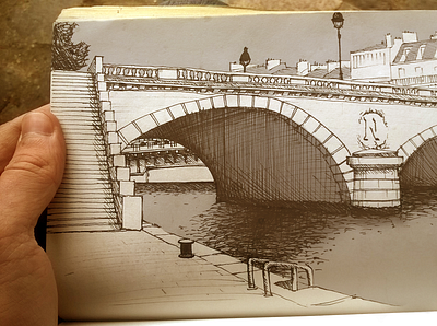 Pont Napoléon bridge drawing hand drawn napoleon paris pen and paper