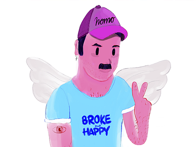 Broke but Happy characters cool digital illustration gayart guys illustration procreate