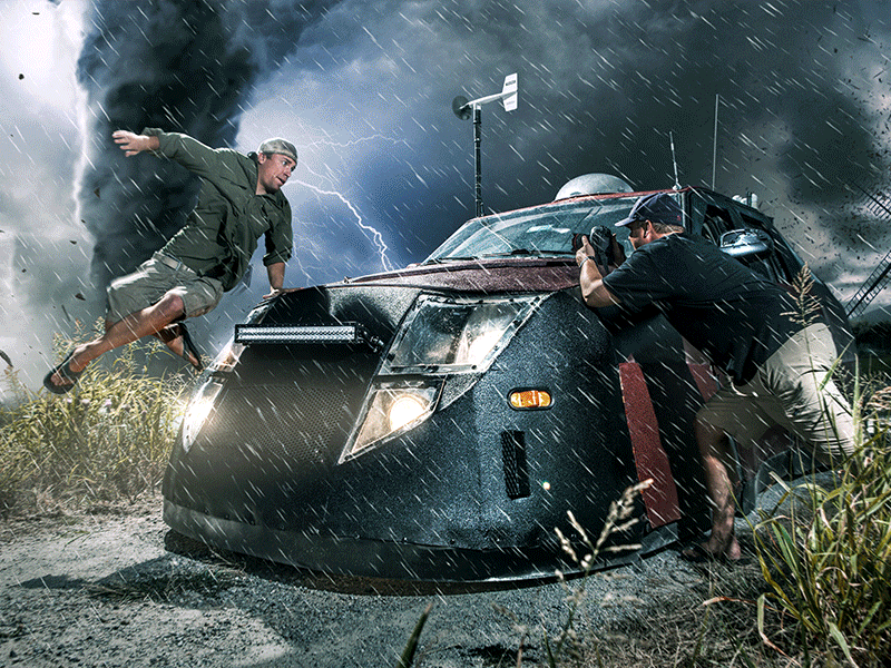 Storm Chasers for LINE-X before and after composite gif photoshop storm chasers tornado