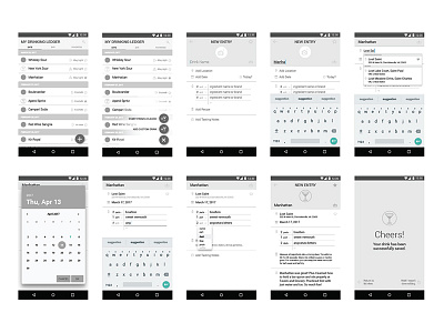 Lo Fi Screens for My Drinking Ledger app design lo fi mobile product design ui user experience wireframe