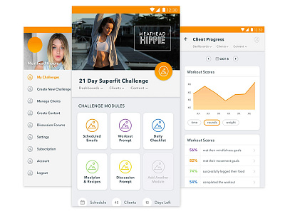 Health and Fitness Challenge App Concept concept design fitness health mobile orange product design screens ui design