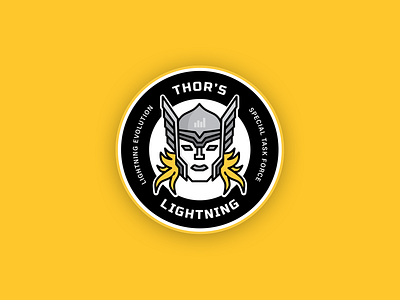 Thor's Lightning Team Badge badge circle illustration lightning logo team thor yellow