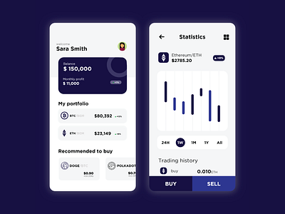 UI for crypto wallet application