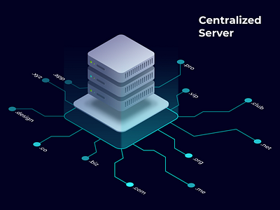 Centralized Server domains illustration internet isometric isometric design isometric illustration isometry server unstoppable domains