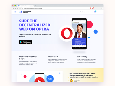 Unstoppable Domains - Opera landing page opera unstoppable domains