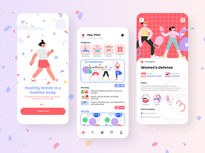 Fitness and Health Mobile App app design fitness fitness and health fitness mobile app illustration sport ui uxui