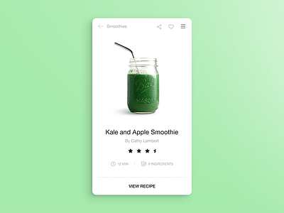 Recipe App app card clean design drinks food rating recipe simple ui ux