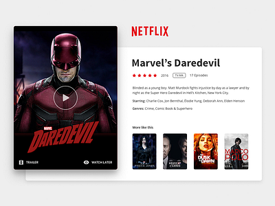 Netflix Daredevil cards daredevil interface movie netflix play series streaming ui video widget