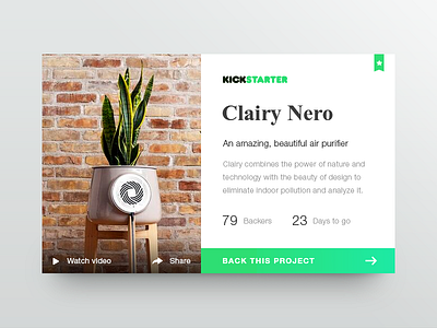 Kickstarter widget card