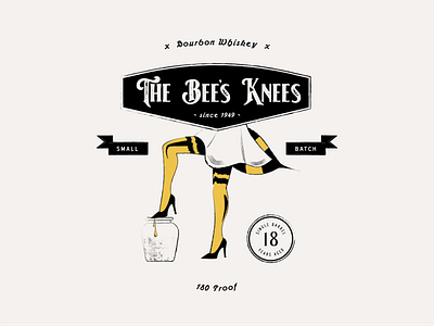 The Bee's Knees alcohol badge bee bourbon brand identity branding design flat logo minimal vector whiskey