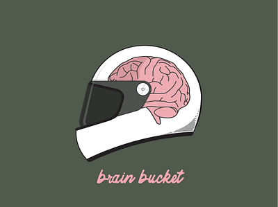 Brain Bucket badge brain brand identity branding bucket design flat helmet icon illustrator logo minimal motorcycle scooter vector